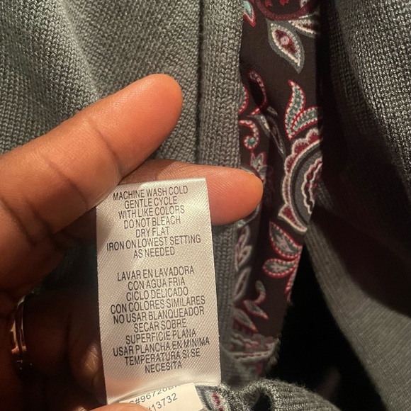 NWT 52 Seven Solid Evergreen Front and Paisley Back Women’s Crew Neck Sweater. - Picture 15 of 16